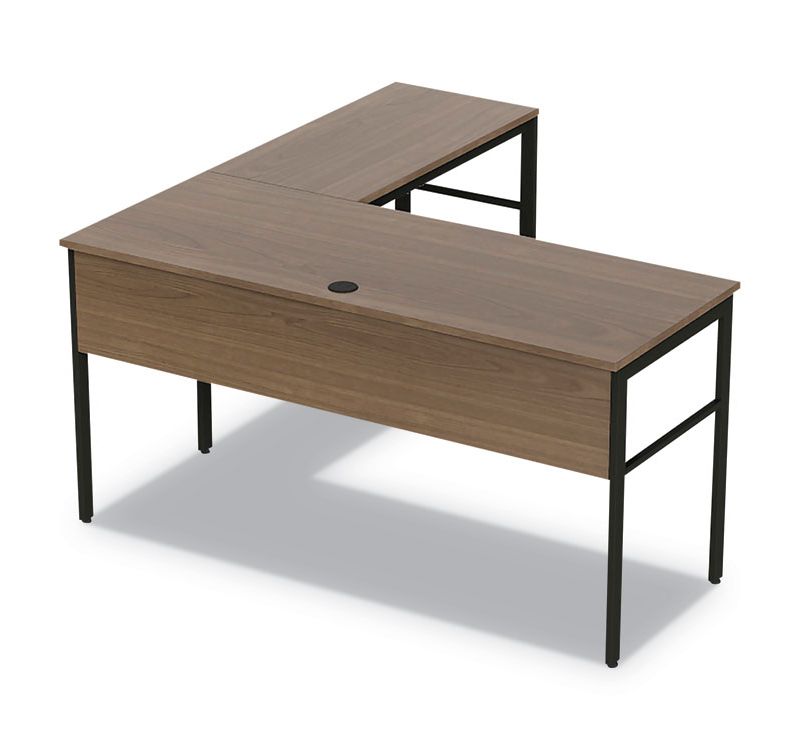 Linea Italia&reg; Urban Desk Workstation, 59w x 59d x 29 1/2h, Natural Walnut UR602NW