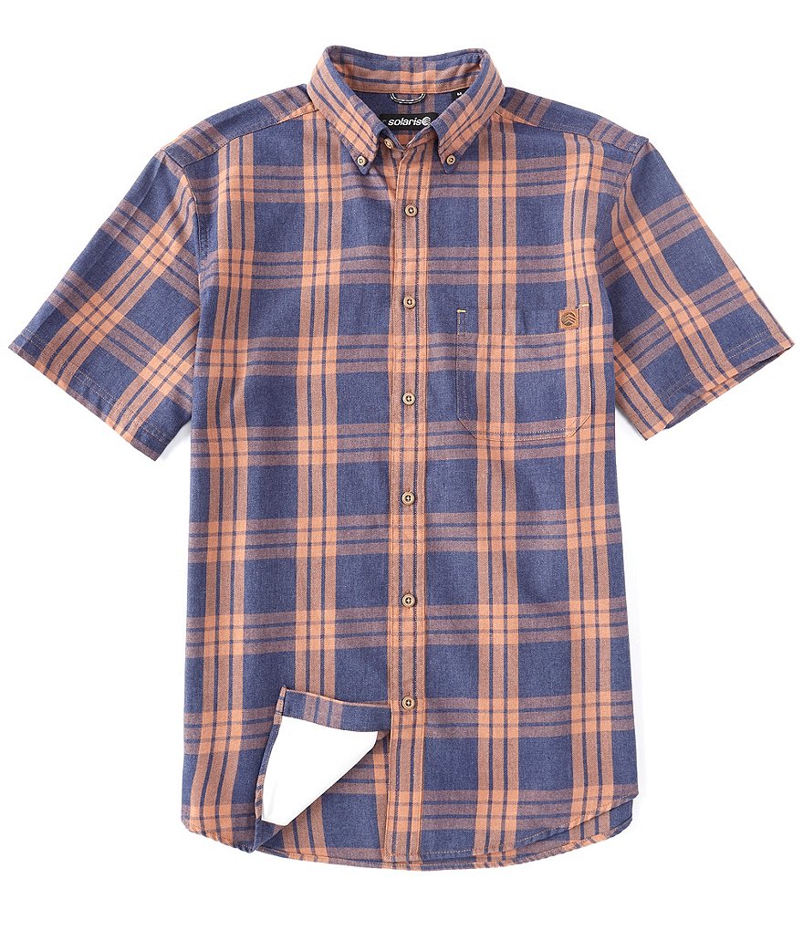 Solaris Short Sleeve Denim Plaid Sportshirt