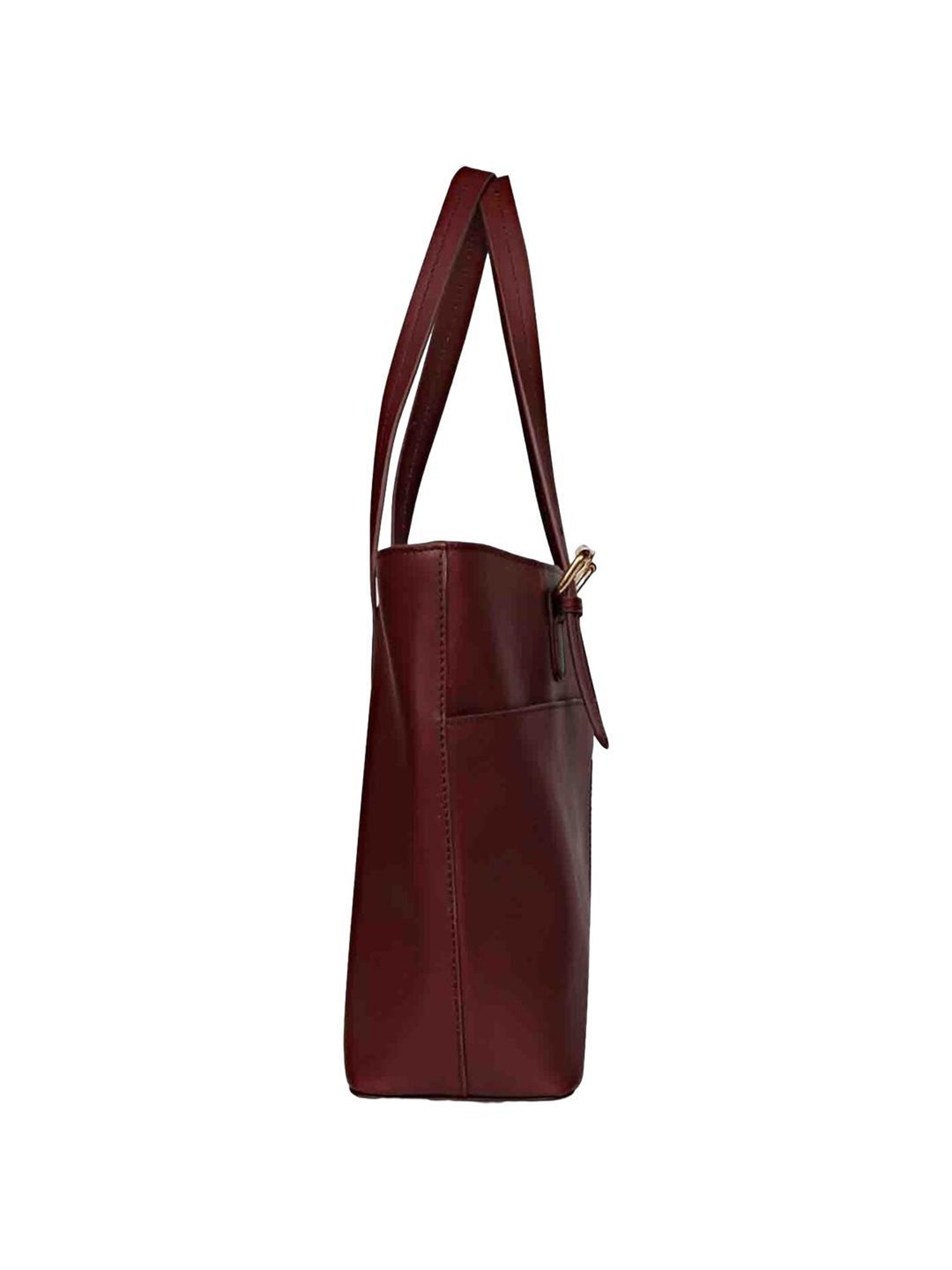 Favore Burgundy Solid Medium Tote Handbag