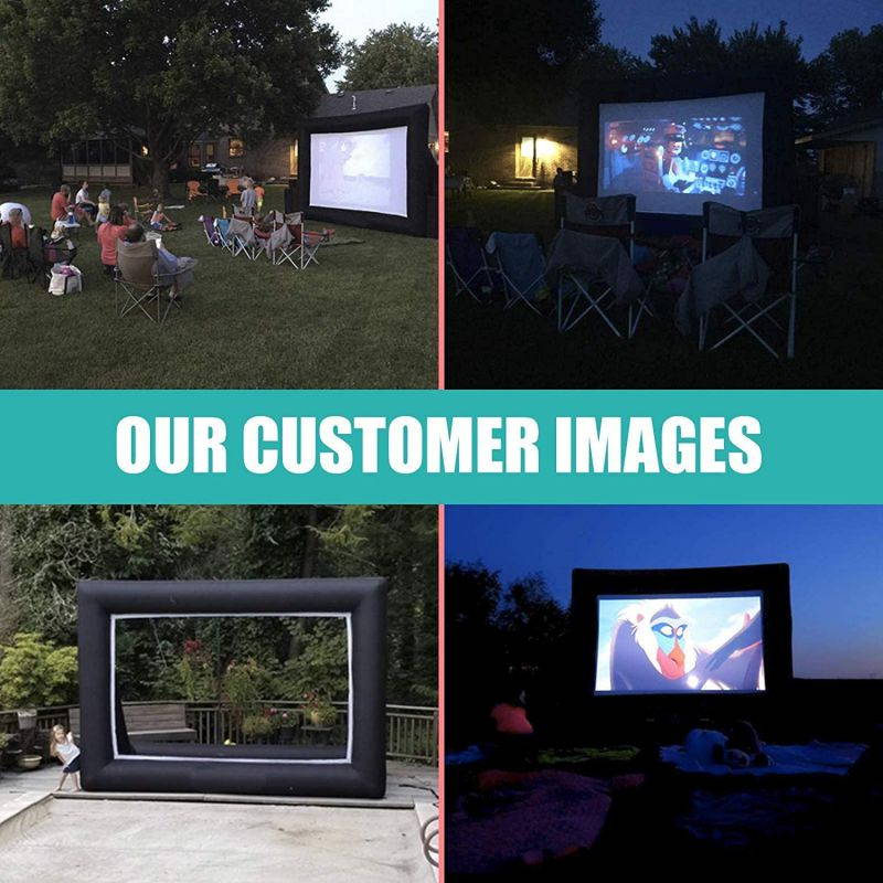 Jumbo 16 Feet Inflatable Outdoor and Indoor Theater Projector Screen - Includes Inflation Fan, Tie-Downs and Storage Bag - Supports Front and Rear Projection