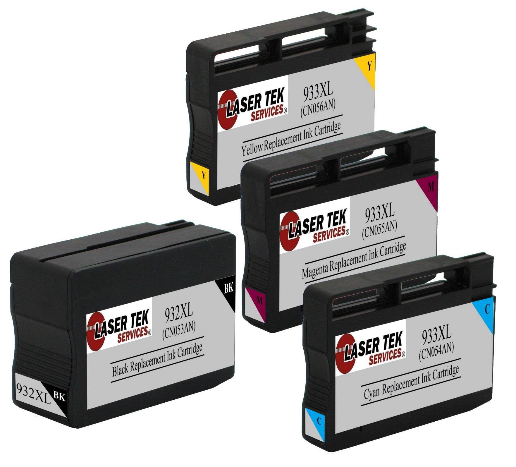 Laser Tek Services&reg; 4PK HP 932XL / 933XL High Yield Replacement Ink Cartridges (CN053AN CN054AN CN055AN CN056AN)