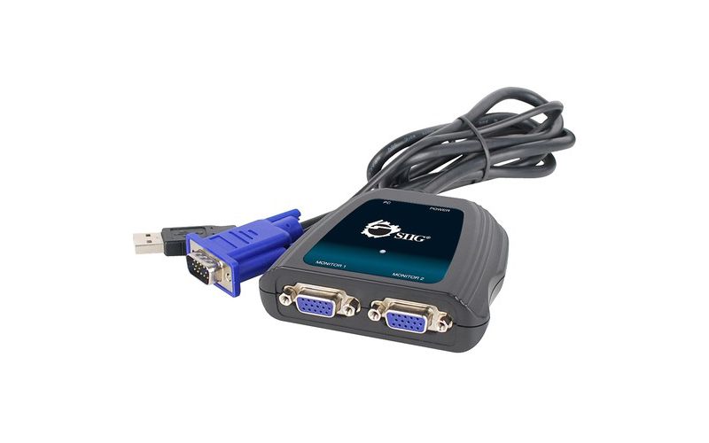 SIIG 1x2 Compact VGA Splitter - 1920 x 1440 - 1 x 22 x VGA Out
