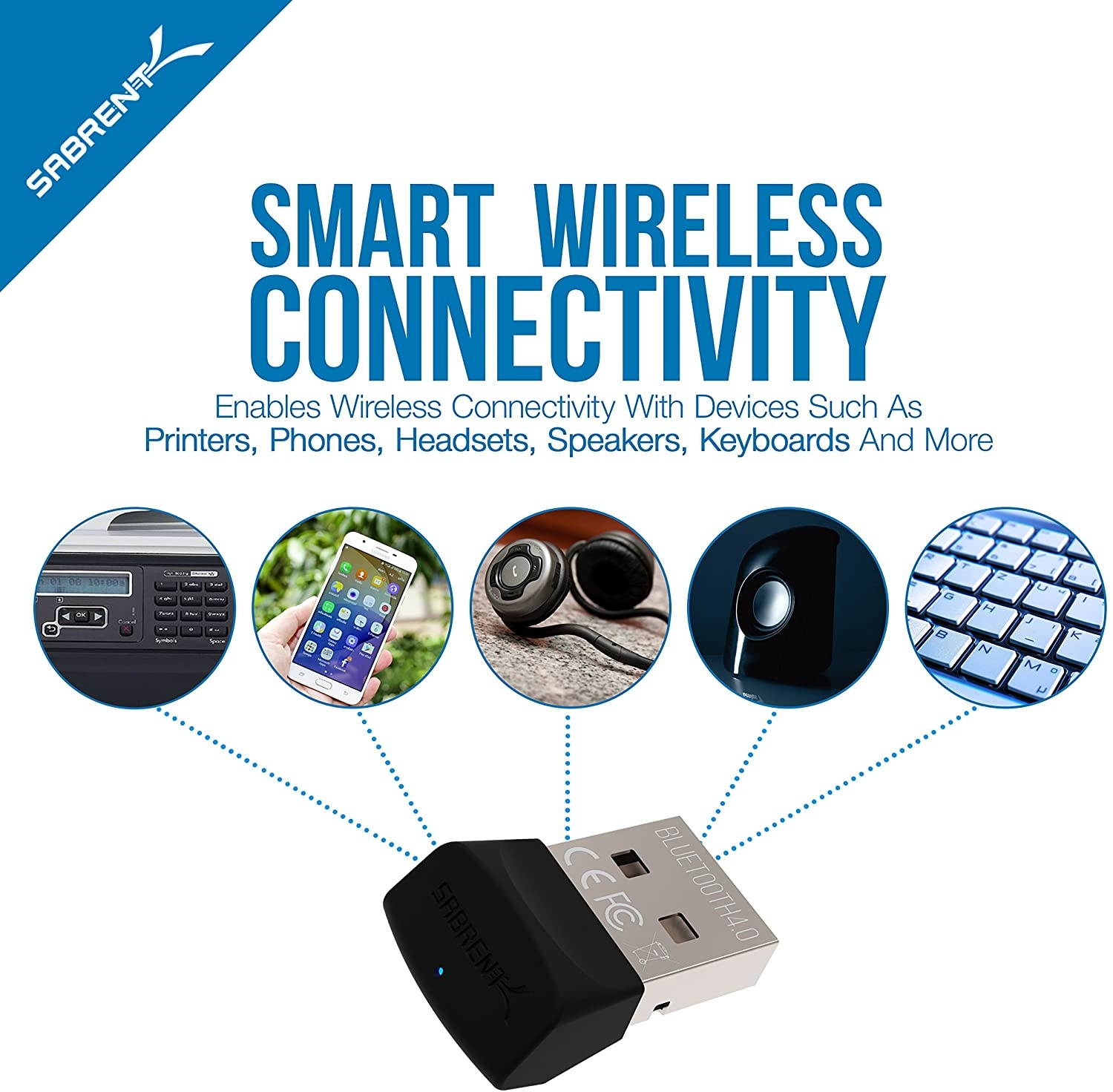 Sabrent Bluetooth 4.0 - Bluetooth Adapter For Desktop Computer-Notebook