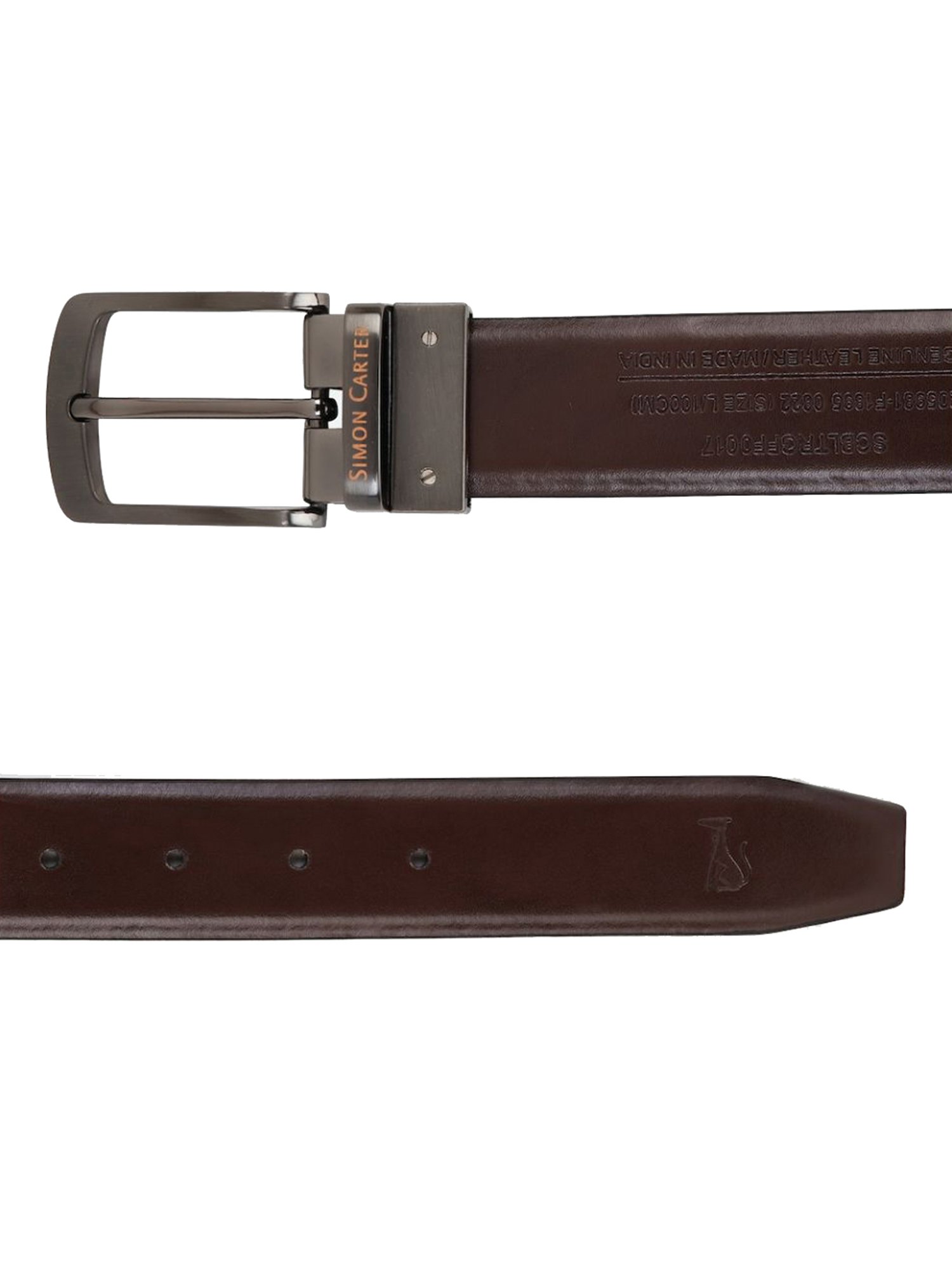 Simon Carter Black Leather Reversible Belt for Men
