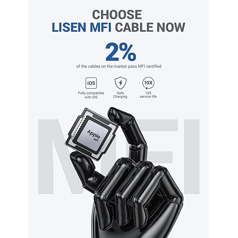 iPhone Charger Cable (10ft / 3m)  USB A to Lightning Cable 10 Feet, Durable Nylon Braided Fast Charging Cord Compatible with iPhone 11/Pro/X/Xs Max/XR/8 Plus /7 Plus/6/ iPad