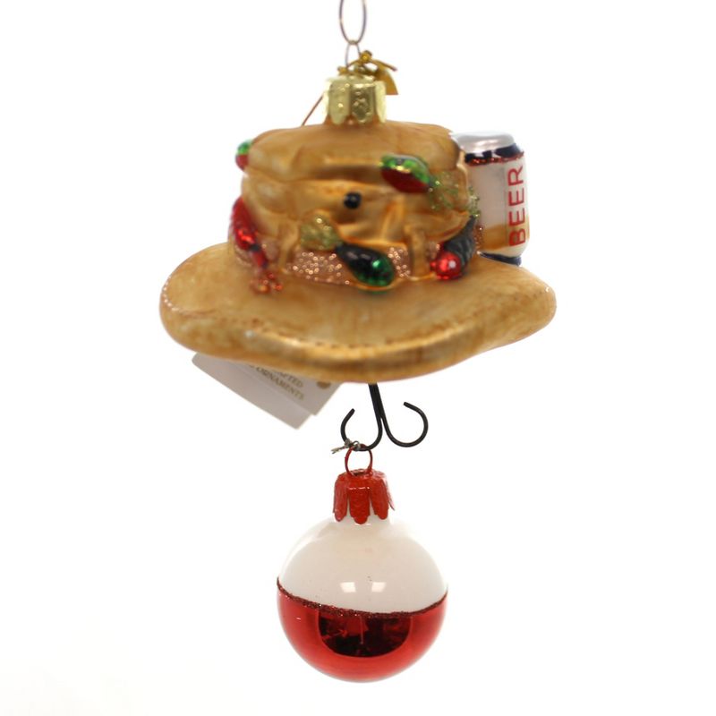 Noble Gems Fishing Hat Glass Ornament Rod Reel  -  Tree Ornaments