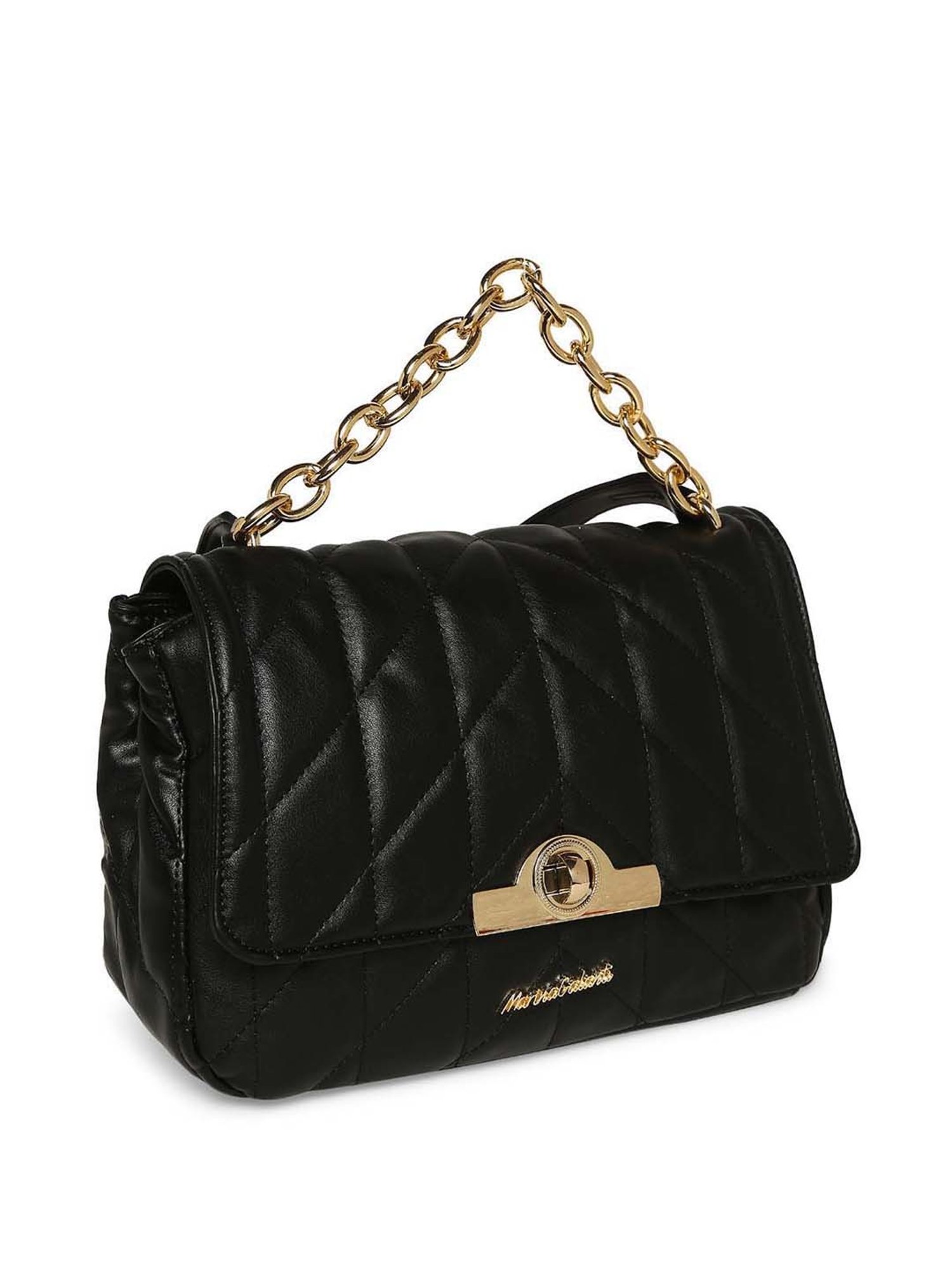 Marina Galanti Black Quilted Medium Satchel Handbag
