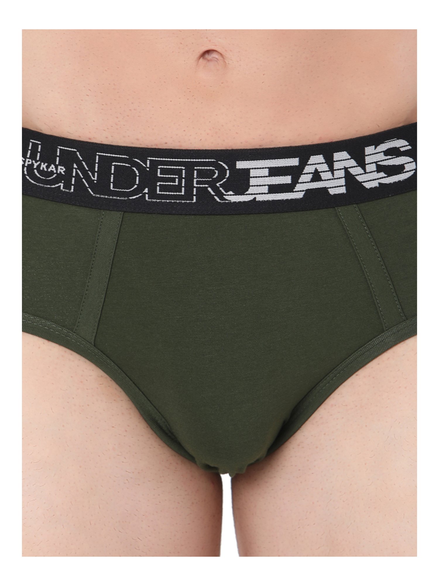 UnderJeans by Spykar Olive Green Cotton Briefs