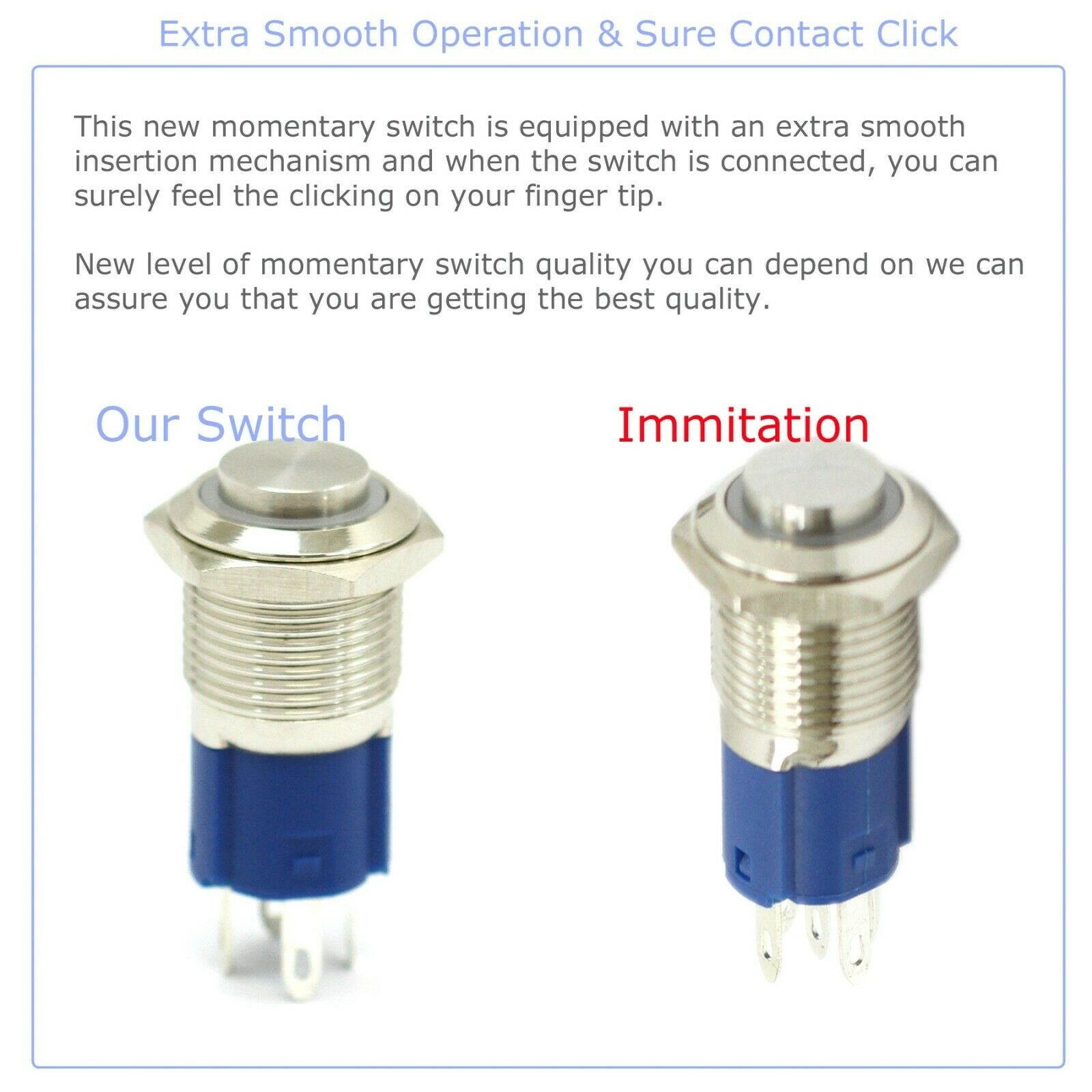 Durable 12V Led 16mm Car Momentary Push Button Amber Angel Eye Metal  Switch