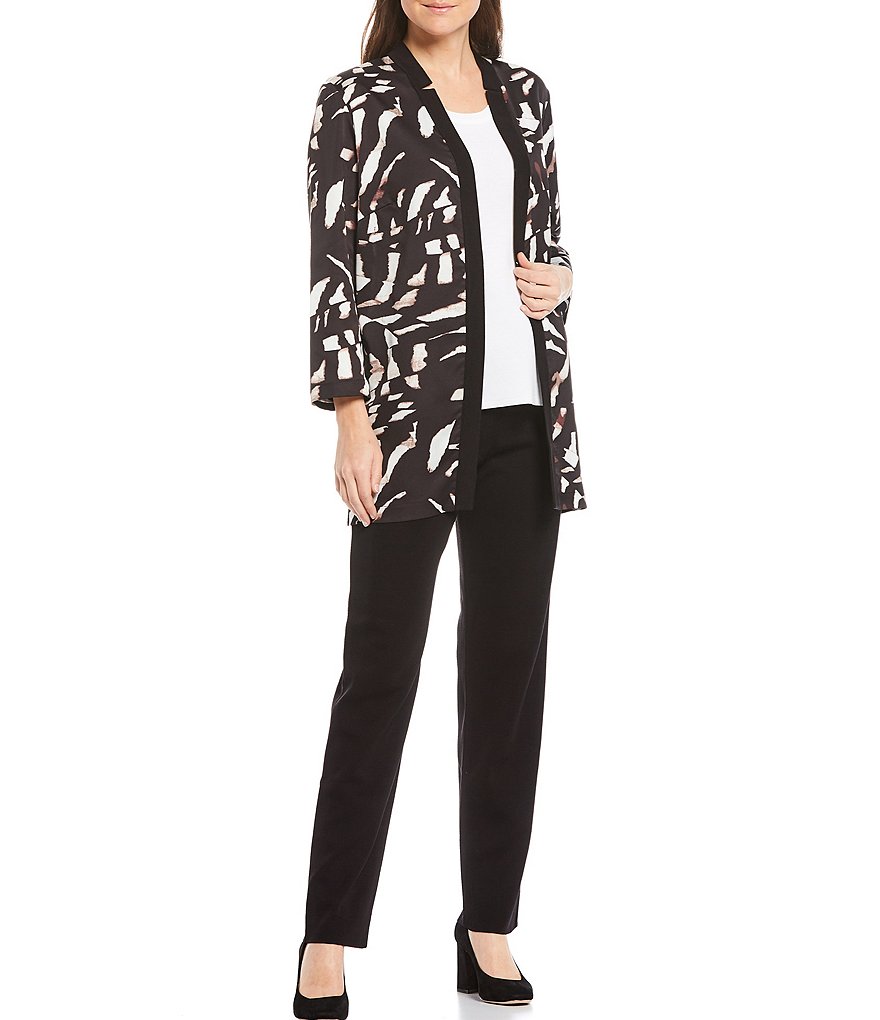 Misook Notched Collar Abstract Animal Print Jacket