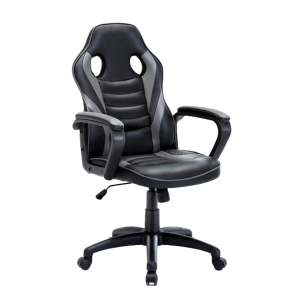 HOMEMAXS Gaming Chair - Ergonomic Office Chair for Adults, Adjustable Swivel PU Computer Chair, High Back Desk Chair with Lumbar Support, Black and White