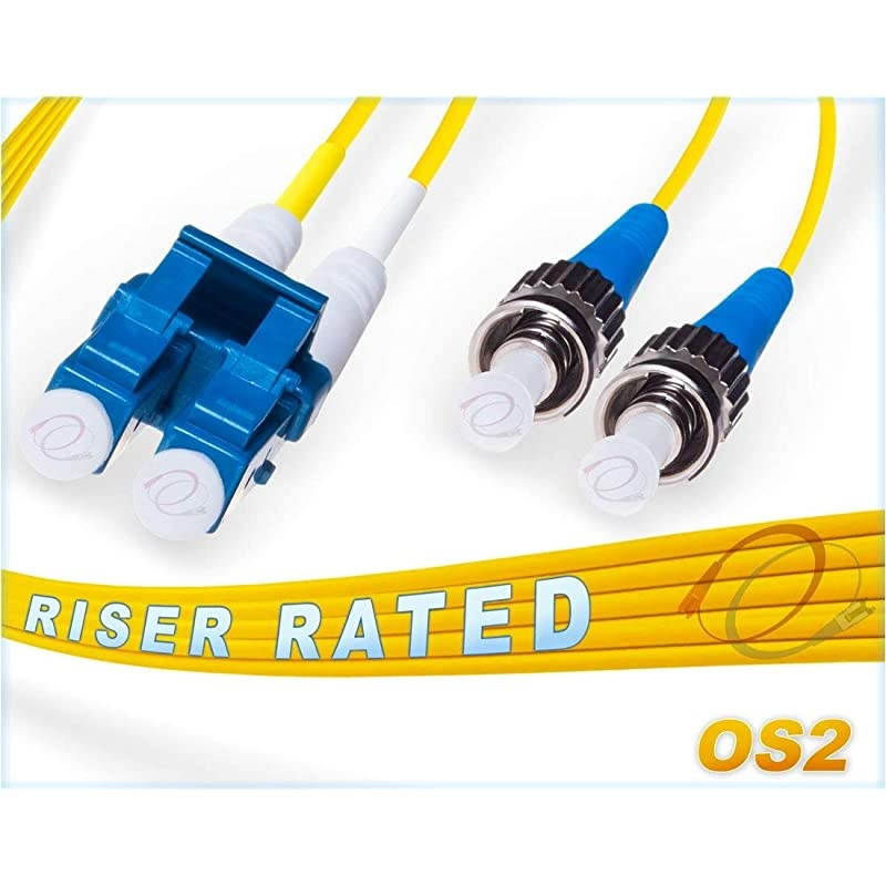 55M OS2 LC ST Fiber Patch Cable | 10Gb Duplex 9125 LC to ST Singlemode Jumper 55 Meter 18044ft | Length Options 05M 300M | 1gb 10gb smf UPC sfp 10gbase sm PVC ofnr lcst
