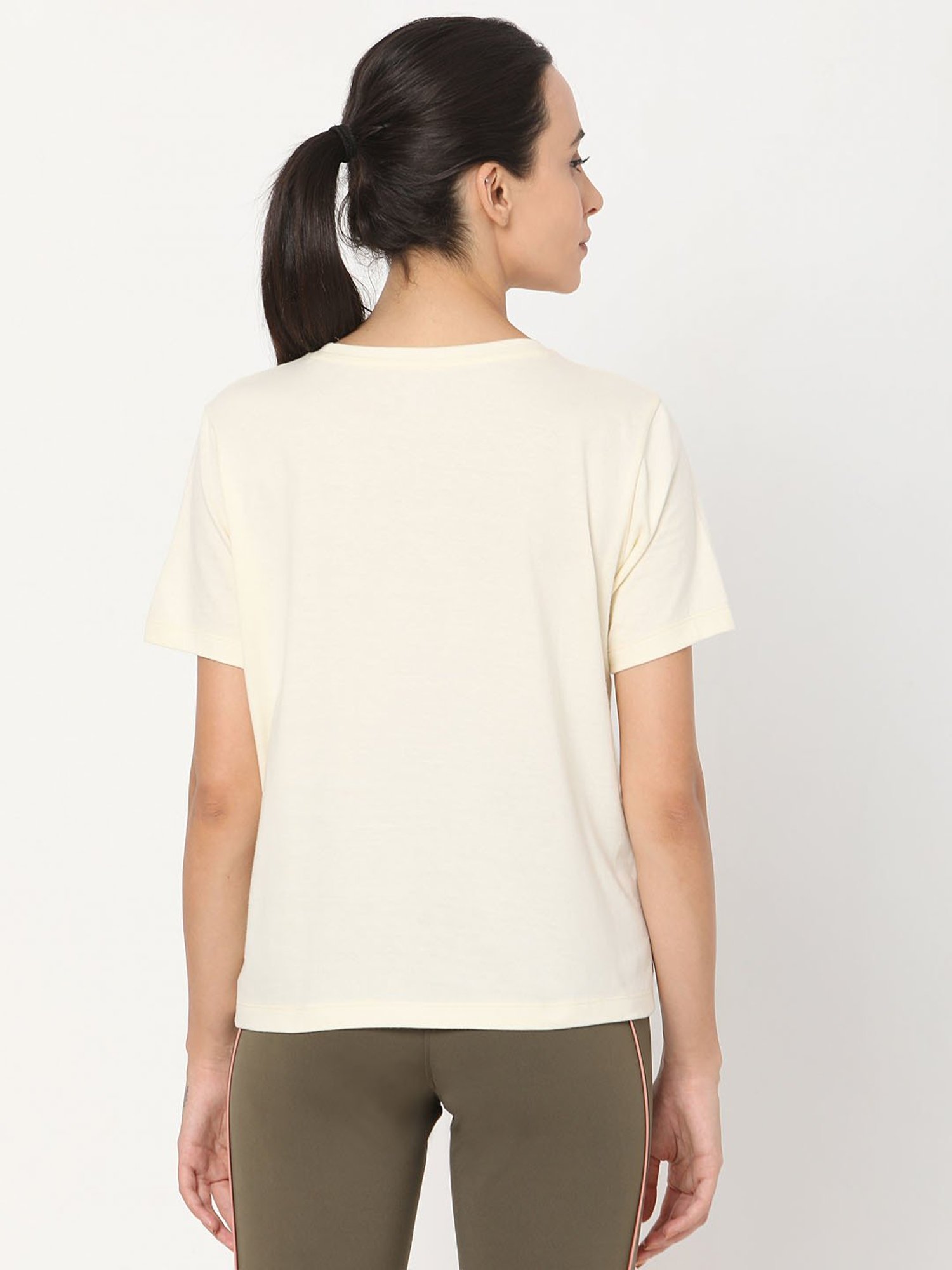 SILVERTRAQ Beige Cotton Printed T-Shirt
