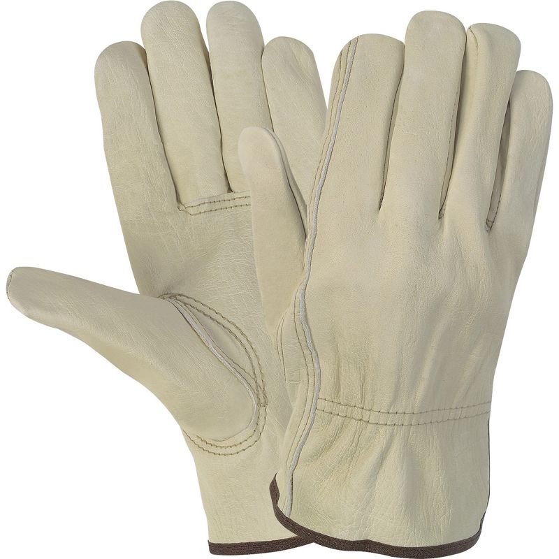 Mcr Safety Economy Leather Gloves Flexible Thumb LG Cream 3215L