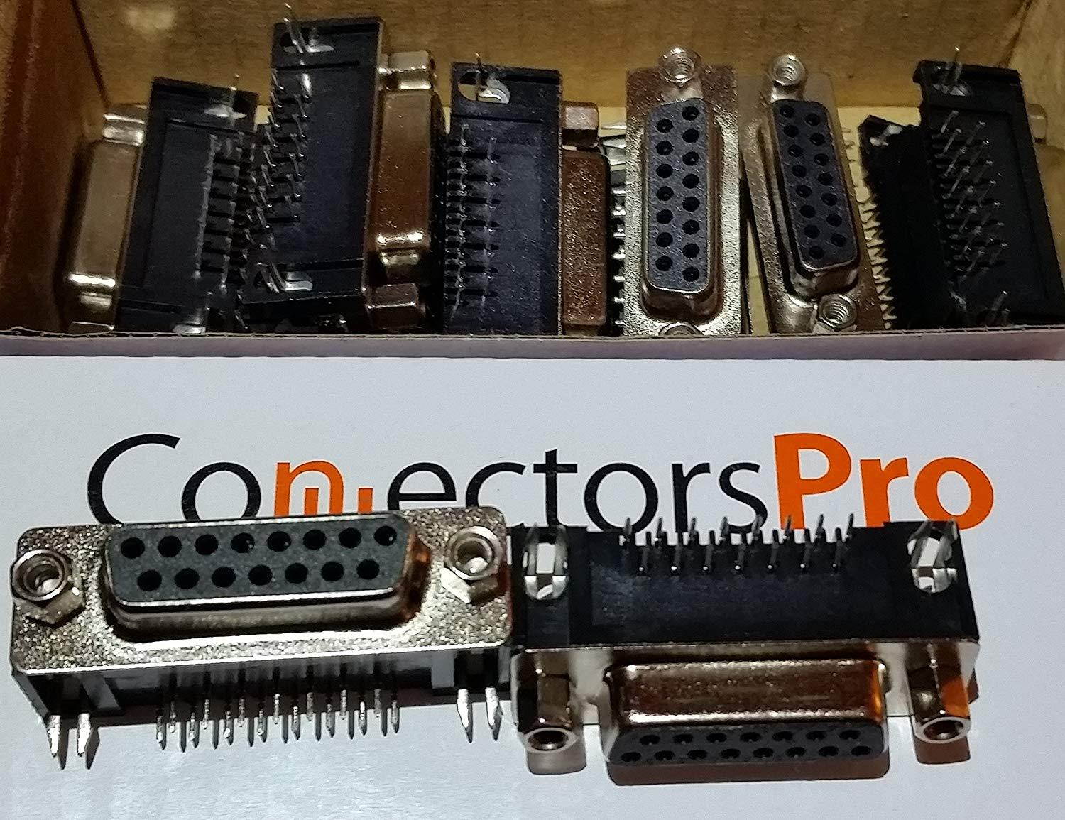 Pc Accessories - Connectors Pro 10-Pack DB15 Female Right Angle PCB Mount Connector, 90 Degree D-Sub DR15 F 10-PK