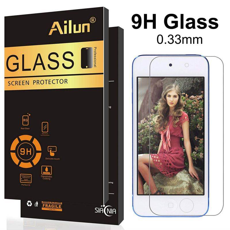 Ailun Screen Protector Compatible with iPod Touch 6 Touch 5,[3Pack],Curved Edge Tempered Glass Compatible with iPod Touch 6G/5G(6th/5th Generation),Anti-Scratch,Case Friendly,Siania Retail Package