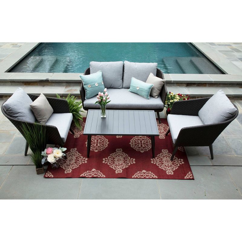 Willow 4pc Sunbrella Deep Seating Set Gray - Canopy Home and Garden