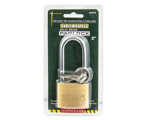 Tuff Stuff 3200LS 2" Solid Brass Body Padlock With Long Shackle