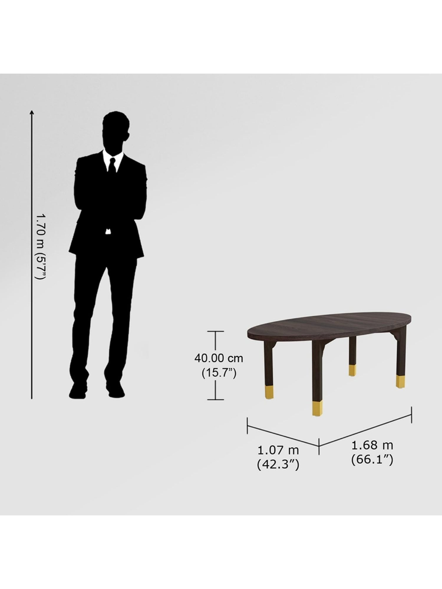 Godrej Interio Oval XL Brown Rose Wood Coffee Table