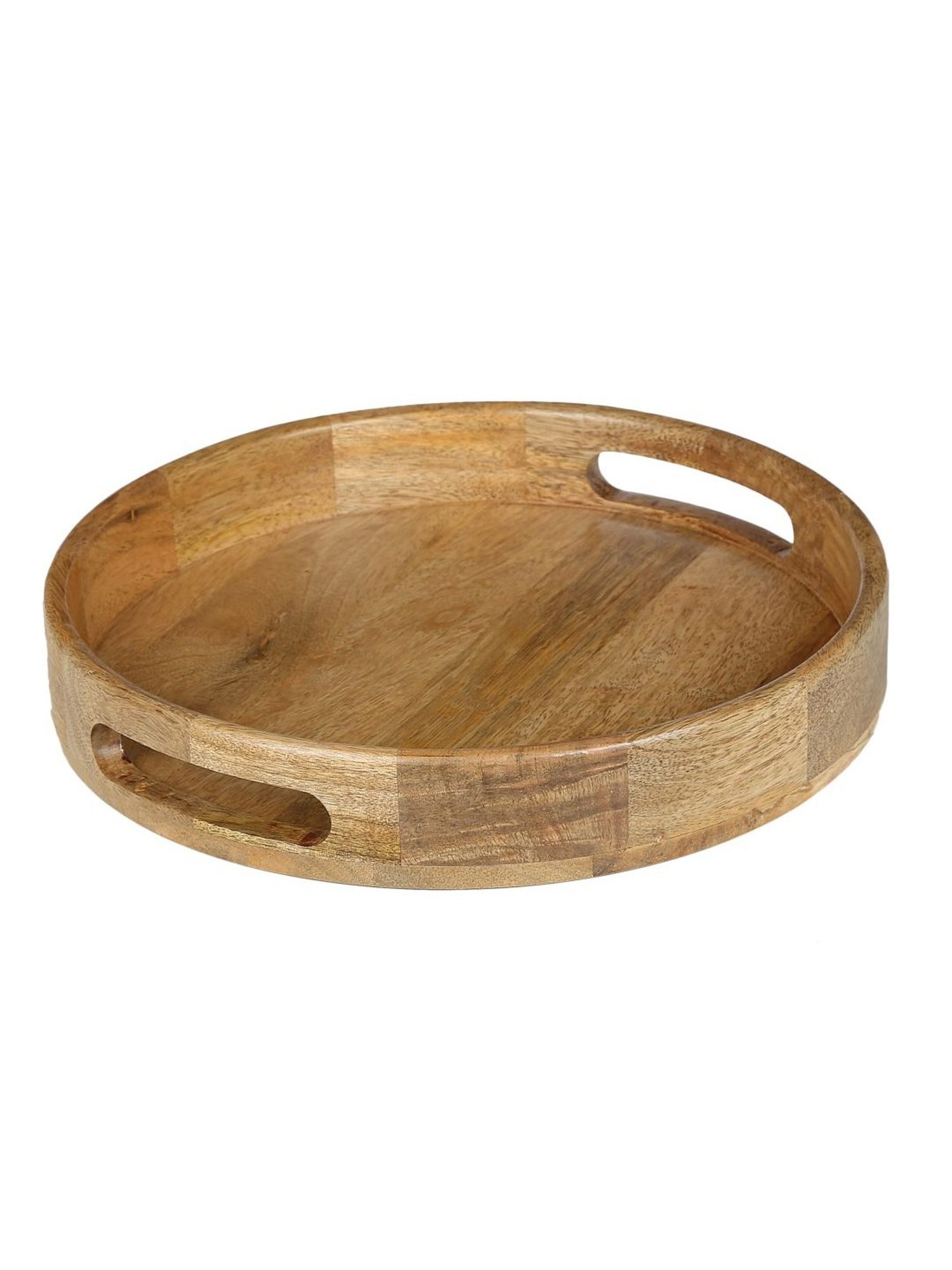Crayton Natural Mango Wood Round Serving Tray - Set of 1