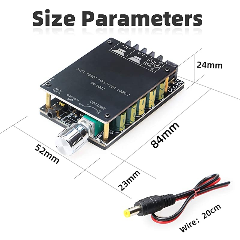 Bluetooth Amplifier in Wall, Home Stereo Audio System, 5 Inches Video Player with Touch Screen, Black, BM207M