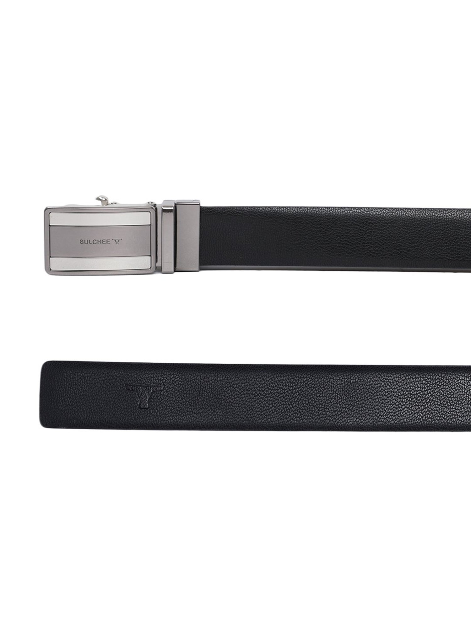 BELWABA Black Textured Formal Leather Belt for Men