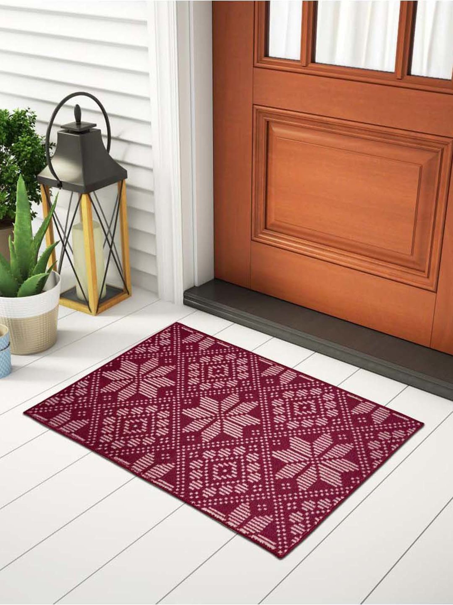 Welspun ETHAN Maroon Polyester 1306 GSM Large Foot Mat