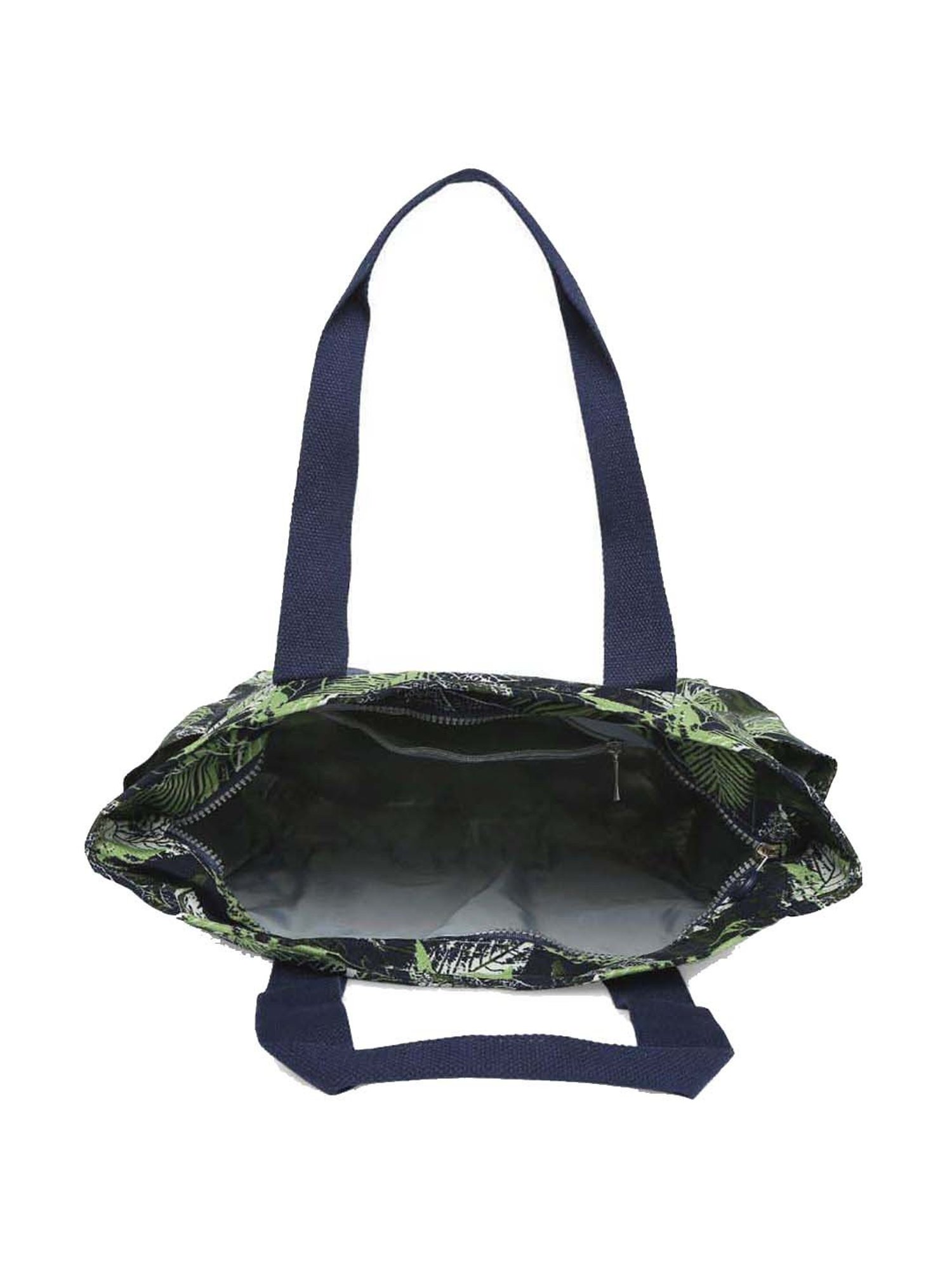 Baomi Blue & Green Printed Medium Tote Handbag