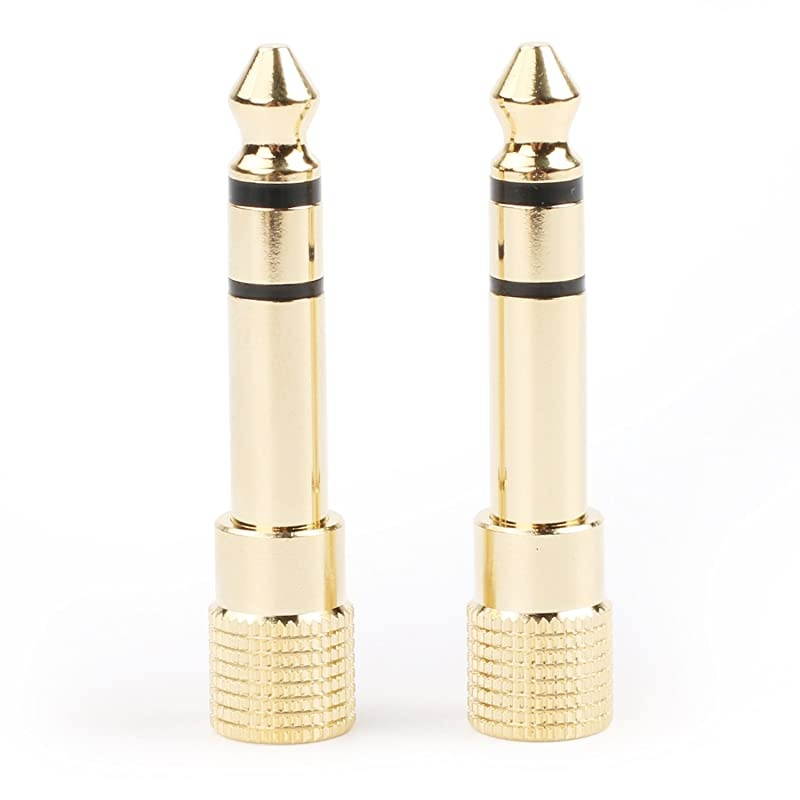 635mm 14 inch to 35mm 18 inch Stereo Audio Adapter Male to Female Gold Plated2Pack