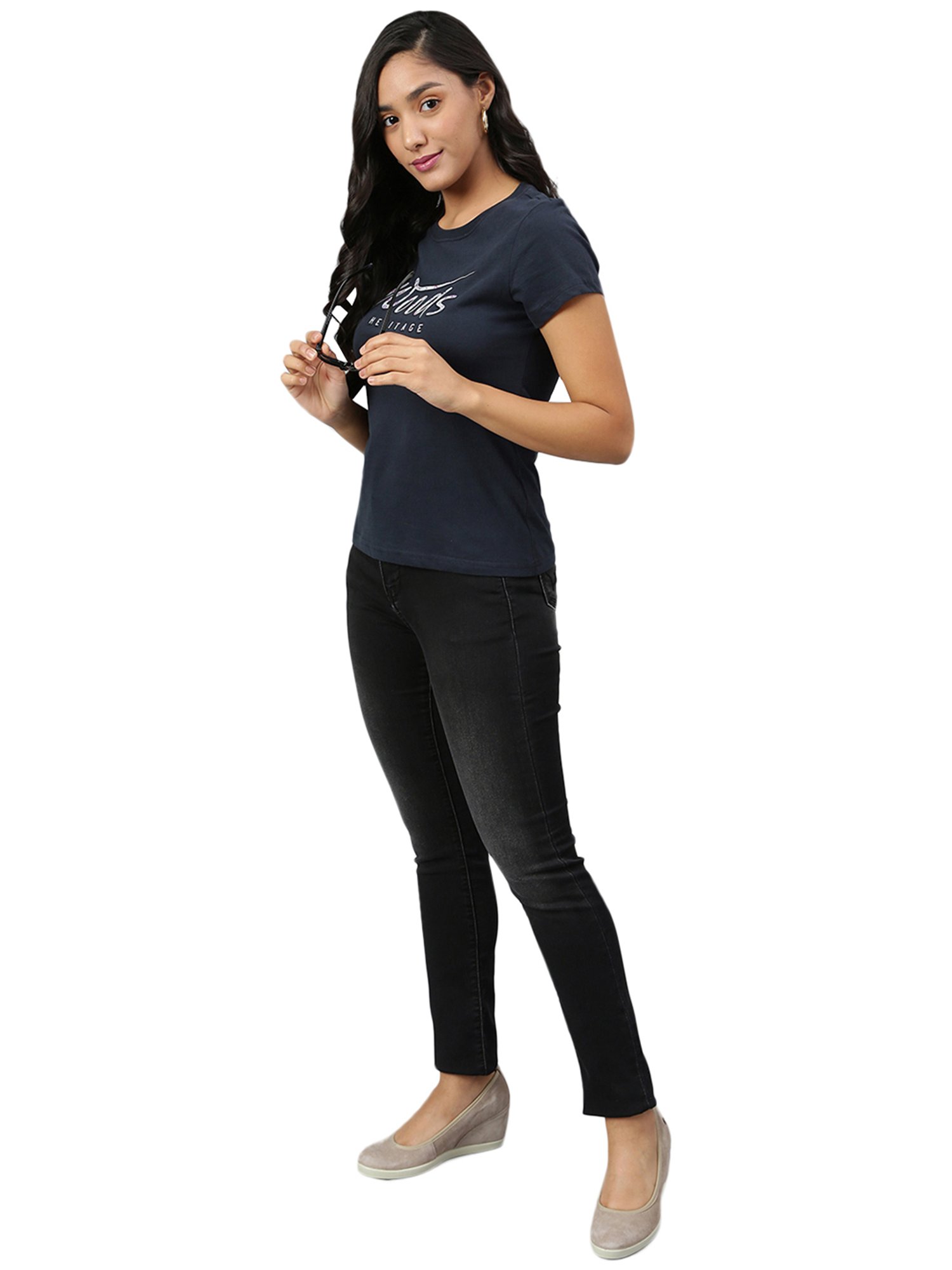 Woodland Black Regular Fit Lightly Washed Jeans