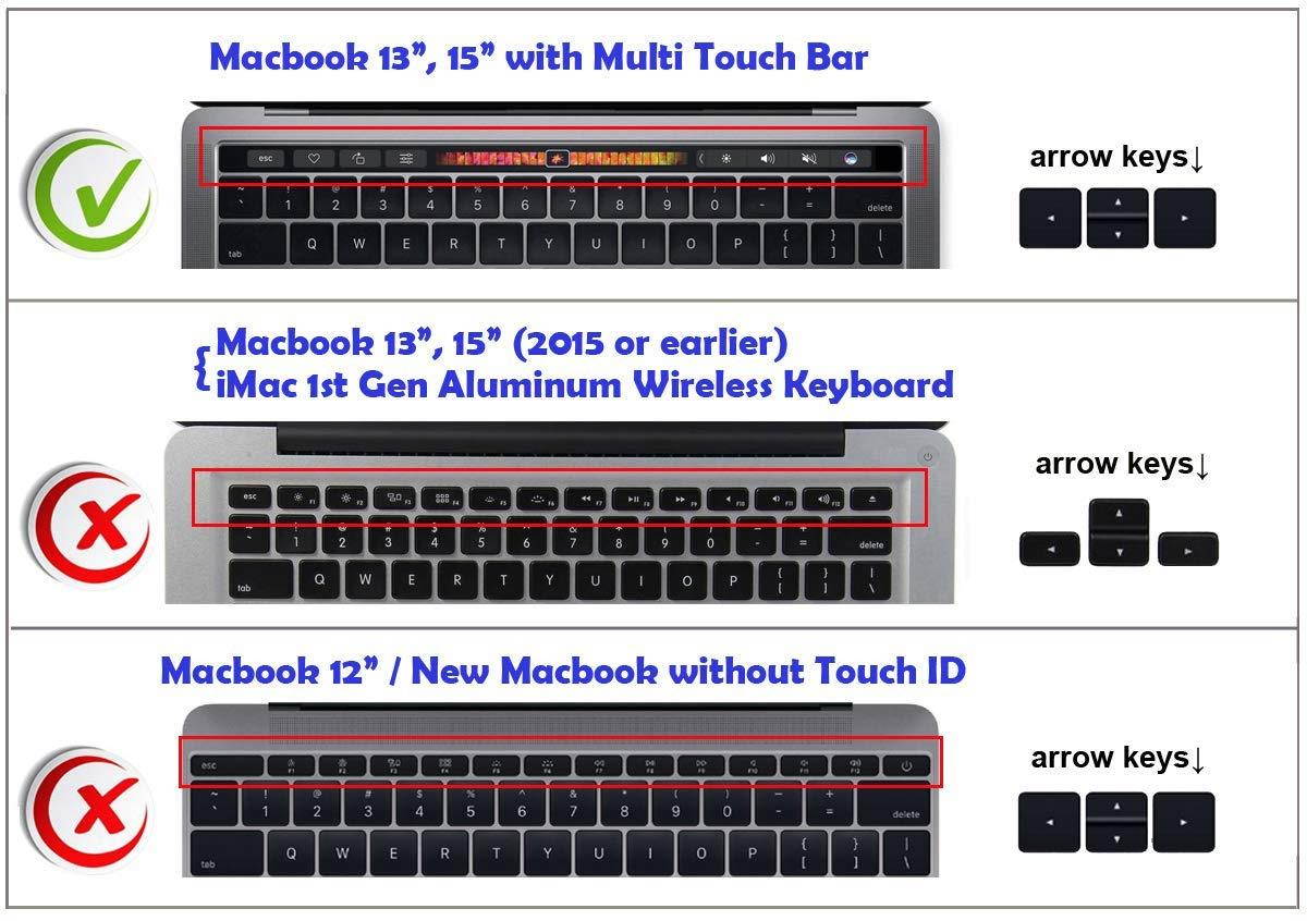XSKN 2016 New Shortcut Design Series Keyboard Skin Cover for Touch Bar Models MacBook Pro 13 (A1706) & MacBook Pro 15 (A1707), US EU Universal Version (OS X)