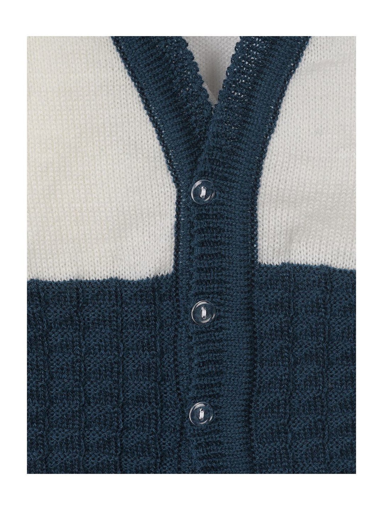 Little Angels Kids Navy & White Textured Pattern Full Sleeves Sweater Set