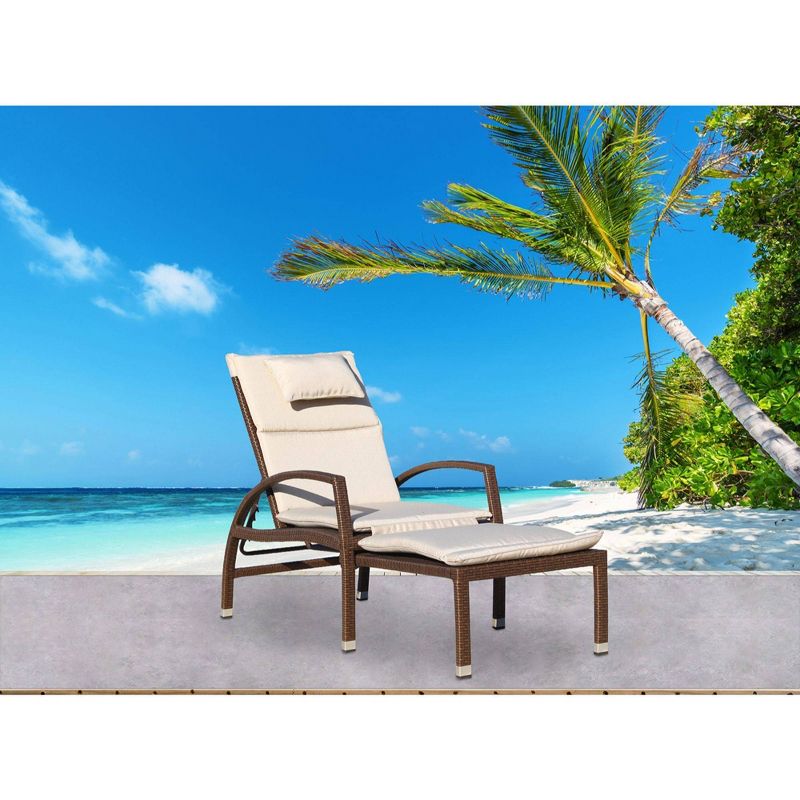 Beach Front Deck Chair To Chaise Lounge Combo - Brown - Courtyard Casual