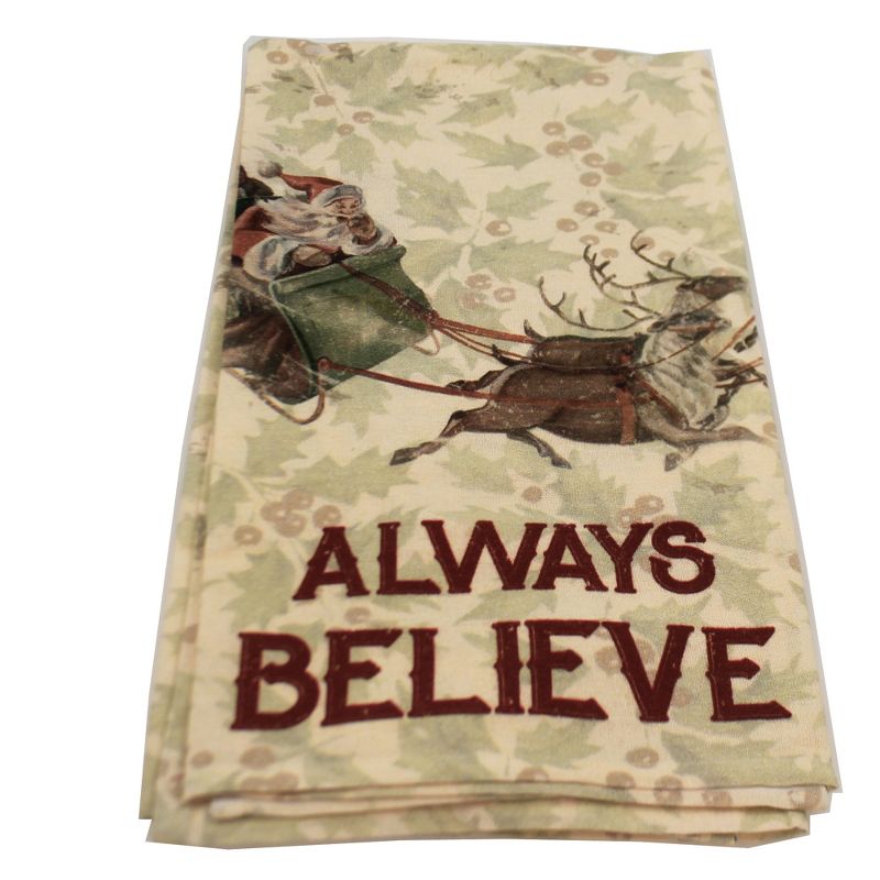 Tabletop 28.0" Always Believe Dish Towel 100% Cotton Santa Christmas Primitives By Kathy  -  Kitchen Towel