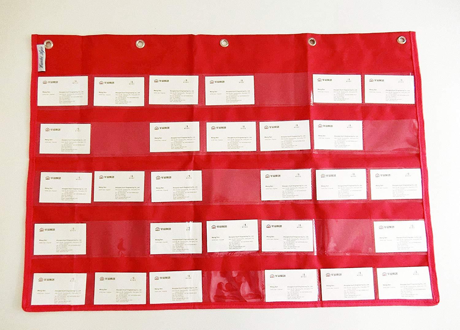 Wander Agio School Count Pocket Literacy Chart Card Deluxe Calendar Pocket Wall Hanging Chart Teaching Materials Red