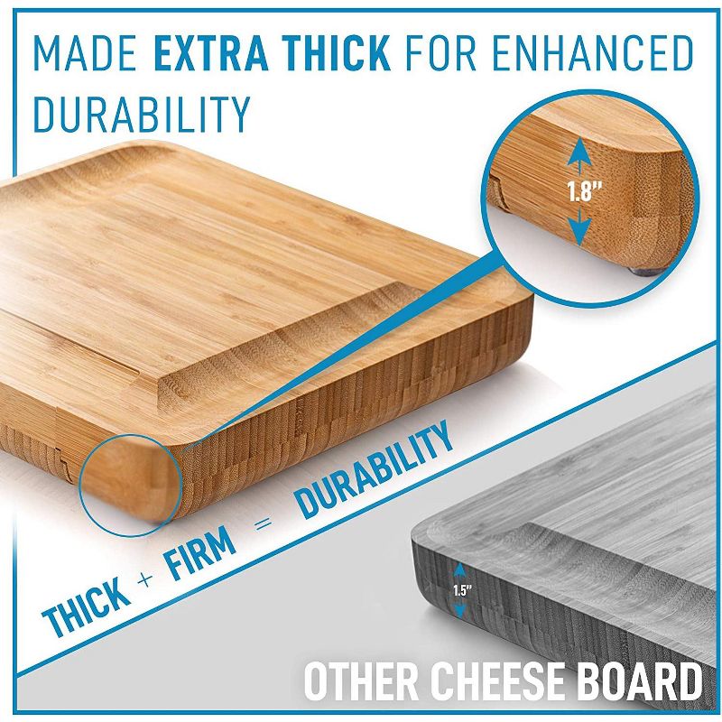 Zulay Kitchen Cheese Board and Knife Set (Bamboo)