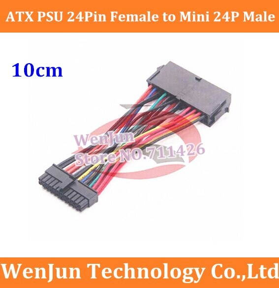 10pcs/lot New ATX PSU Standard 24Pin Female to Mini 24P Male Internal Power Adapter Converter Cable For DELL 780 980 760 960 PC