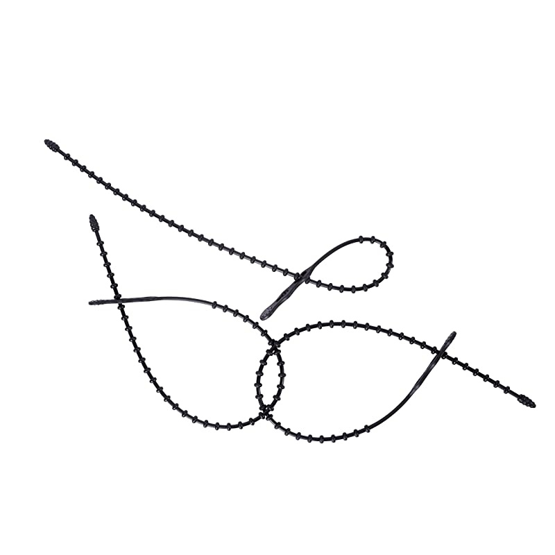 Bender 468BEADBK Beaded Cable Tie Wrap 8 inch 70 lb Reusable Adjustable Wire and Cord Management 40 Pk UV Resistant Black