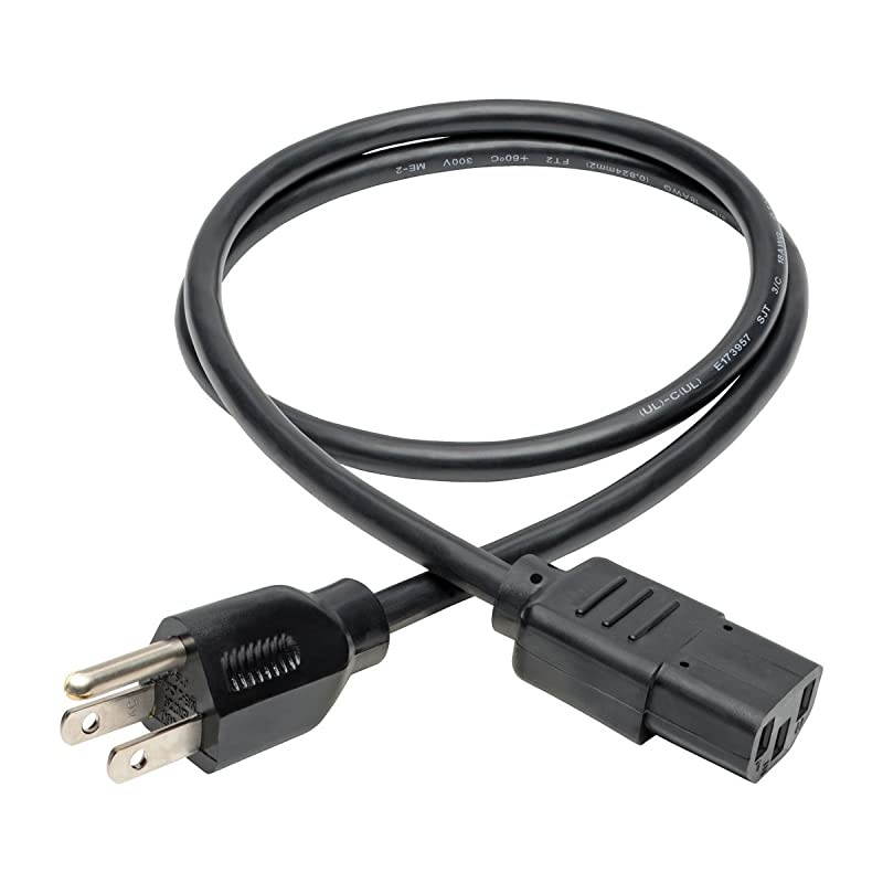 Standard Computer Power Cord 10A18AWG NEMA 515P to IEC320C13 3ftP006003Black