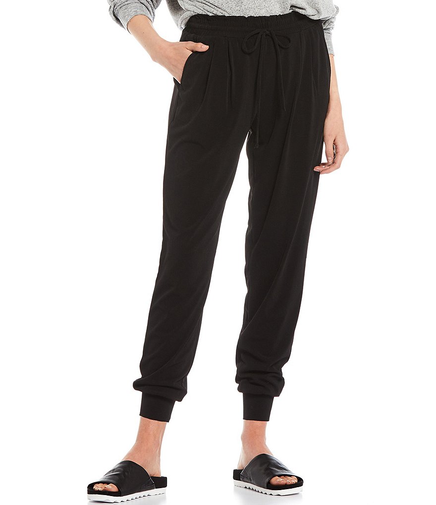 Takara Mid-Rise Elastic-Waist Crepe Knit Jogger Pants