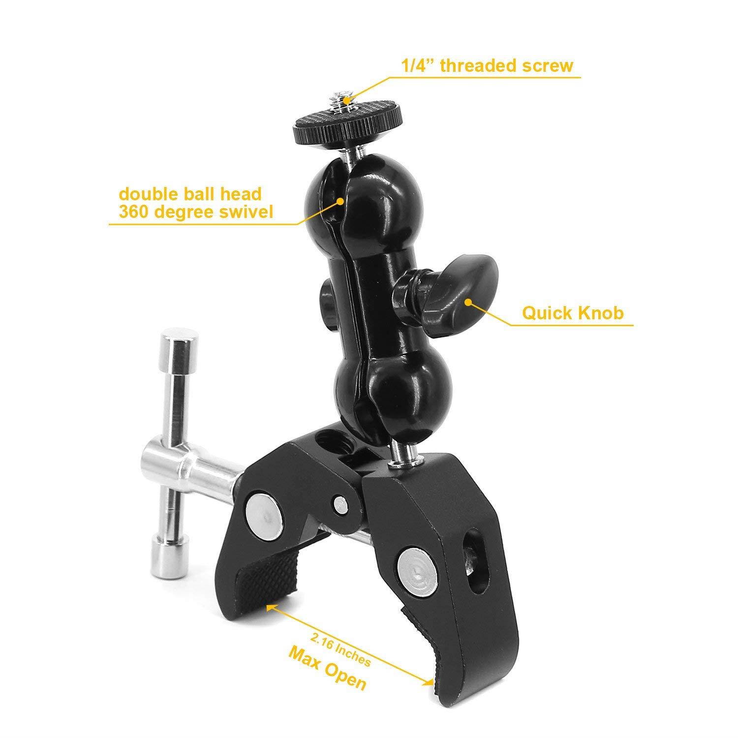 Double Ballhead Ball Arm Camera Clamp Mount Monitor Mount Bracket with Super Clamp for Ronin M Ronin MX Freefly MOVI