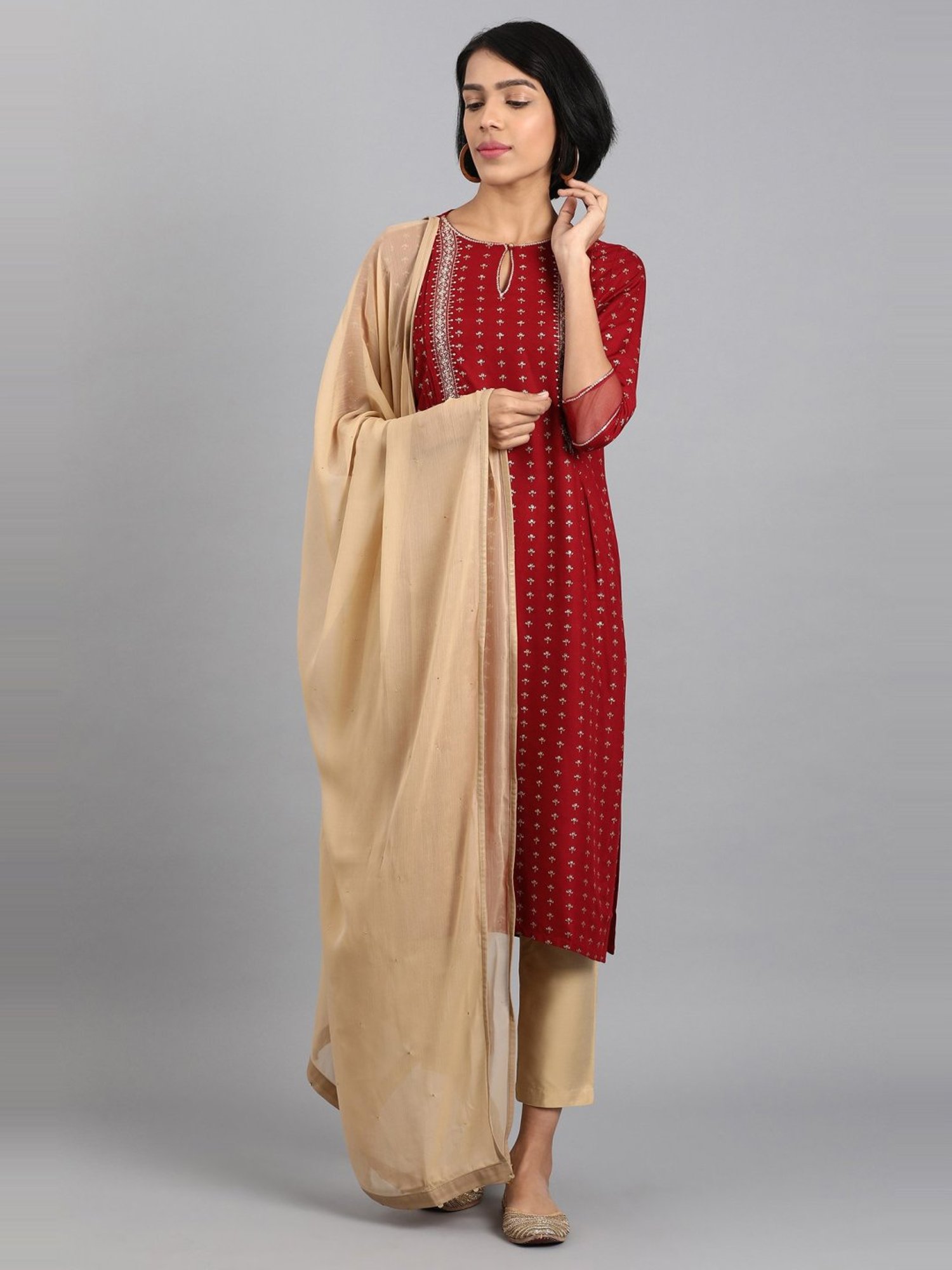 W Golden Plain Dupatta