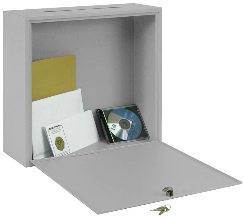 Buddy 562632 Wall-Mountable Interoffice Mail Collection Box  18w x 7d x 18h  Platinum
