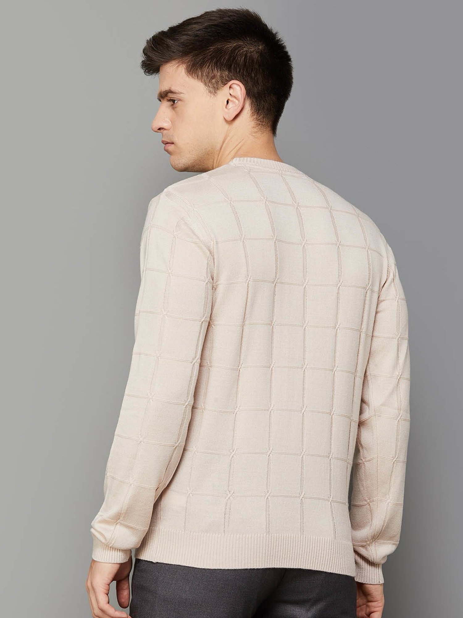 Code by Lifestyle Sand Regular Fit Checks Sweater