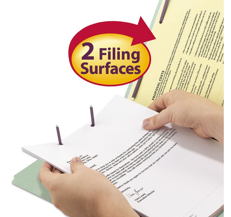 Smead Two Inch Expansion Fastener Folder Straight Tab Legal Gray Green 25/Box 19910