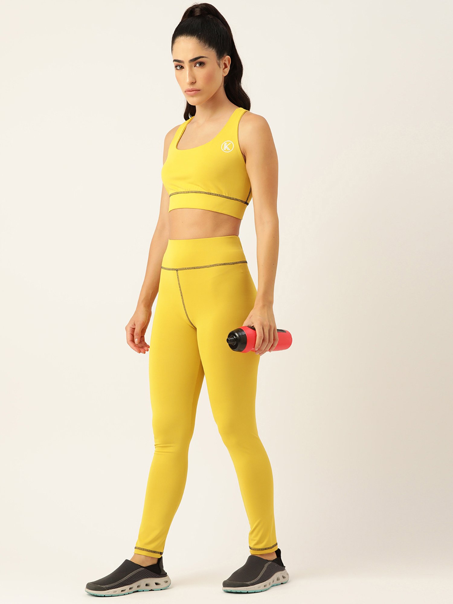 Kotty Yellow Polyester Logo Print Tracksuit