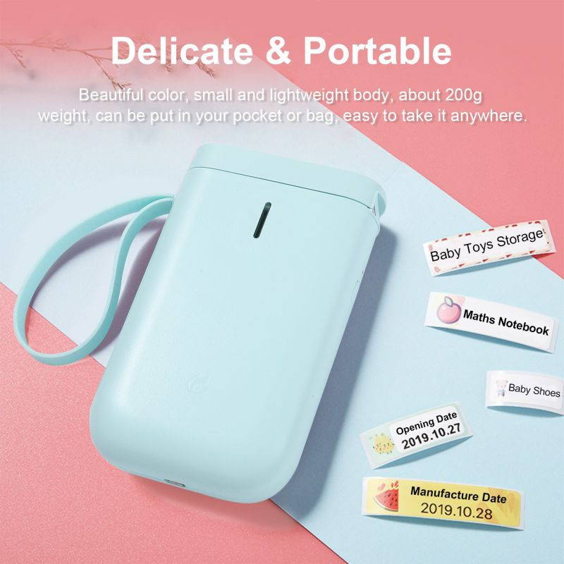 Portable Handheld Thermal Label Printer Wireless BT Label Maker Sticker Machine Compatible with iOS Android Smartphone for Home Office School Supermarket Store Labeling Barcodes