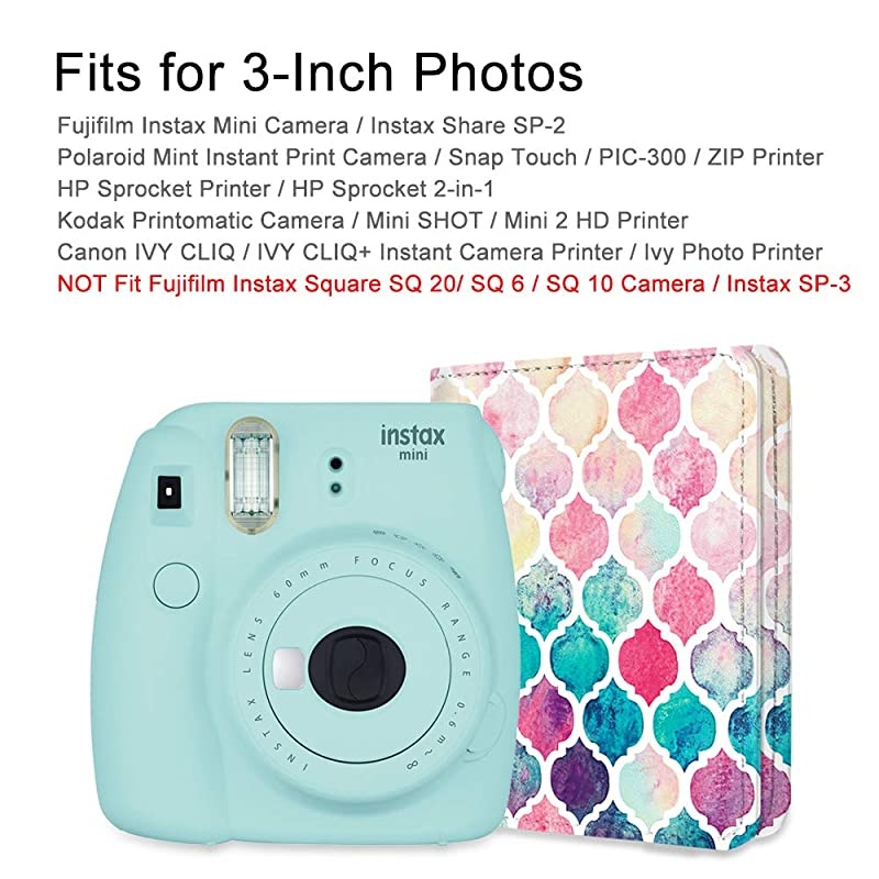 Mini Photo Album for 3Inch Film 104 Pockets Album for Fujifilm Instax Mini 11Mini 9Mini Link PrinterMini LiPlay Canon Ivy CLIQ Polaroid Kodak Instant Print Camera Moroccan Love