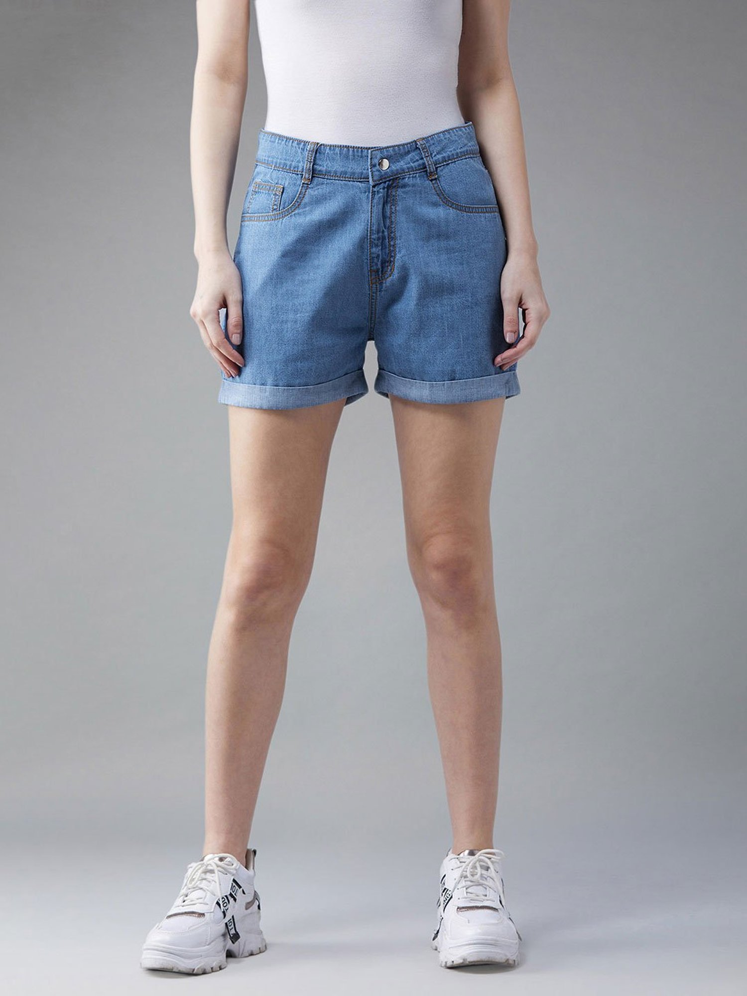 DOLCE CRUDO Blue Mid Rise Denim Shorts