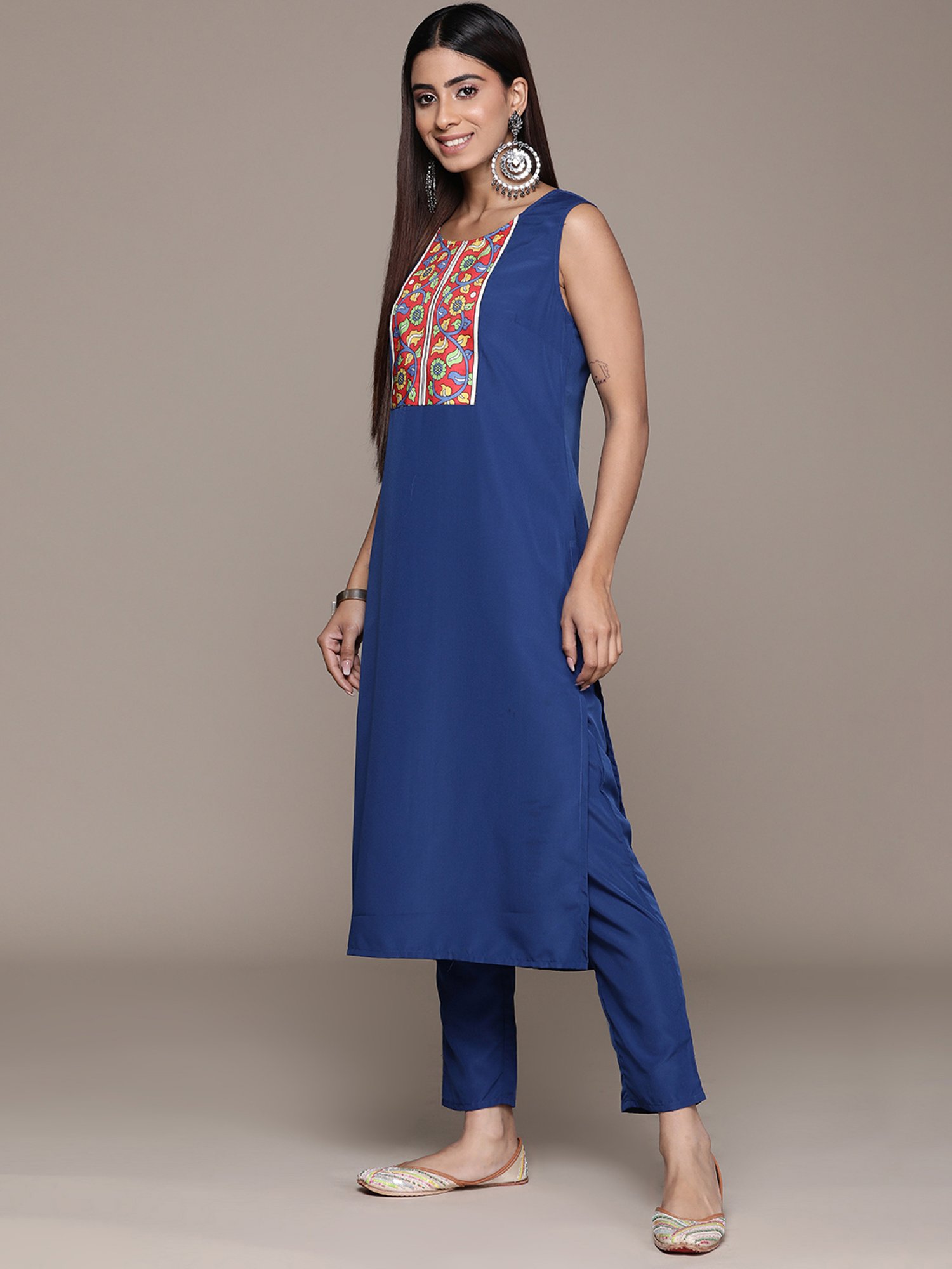 Ziyaa Blue Printed Kurta With Pant & Dupatta